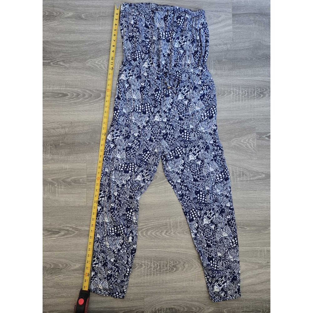 Lilly Pulitzer For Target Strapless Upstream Jumpsuit‎ Ocean Sz XL Navy/white